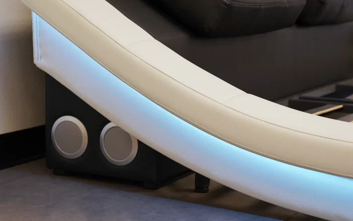 تخت مدرن چرمی بیانکا با فرم منحنی و نورپردازی LED - تصویر 8